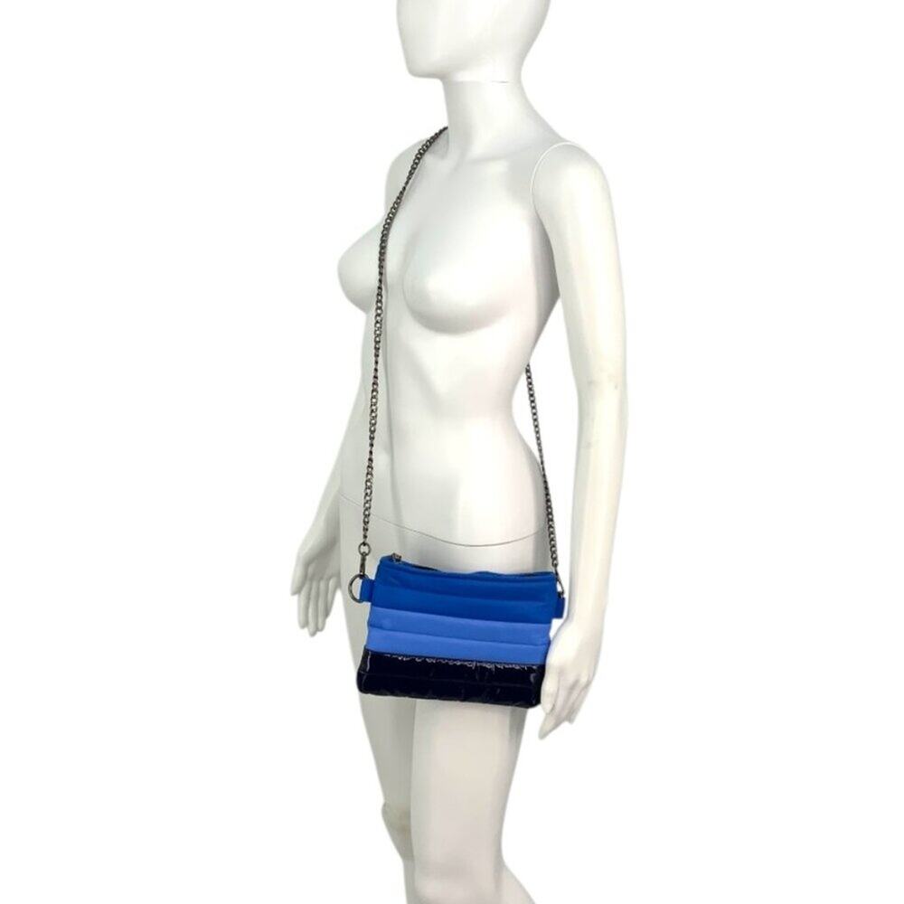 Think Royln Puffy Stripe Crossbody Travel Bag Blue